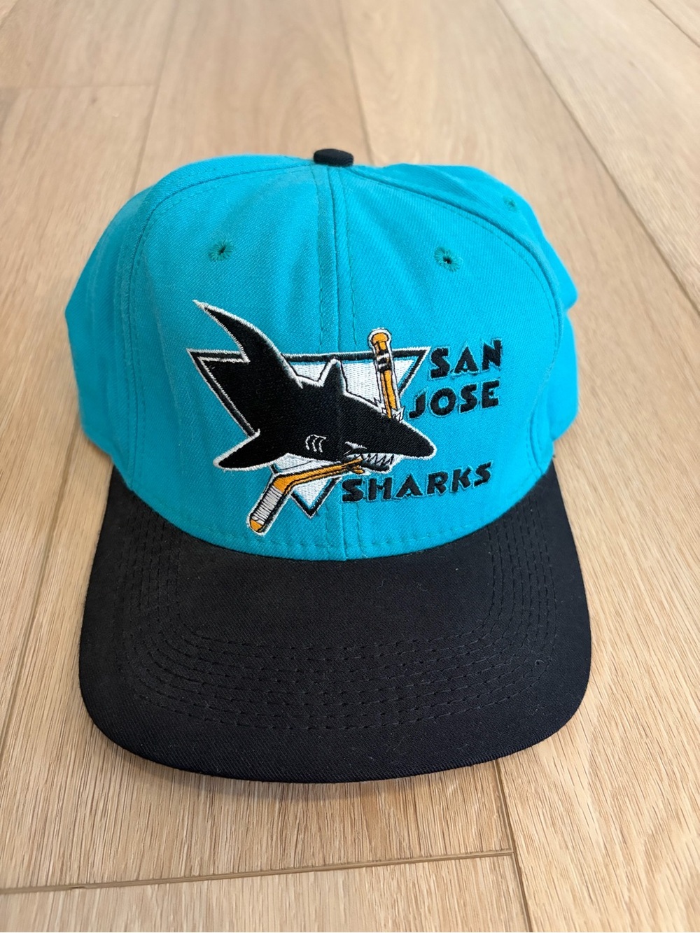 Vintage San Jose Sharks Hat American Needle Made in USA size 7.5 with retro logo